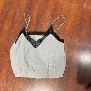 Wilfred Lace-Trim Cropped Camisole in Light Gray and Black